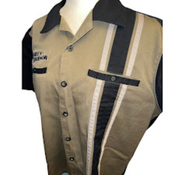 Harley Davidson Motorcycles Collared Short Sleeve Button Up Shirt Size Med - Picture 3 of 5